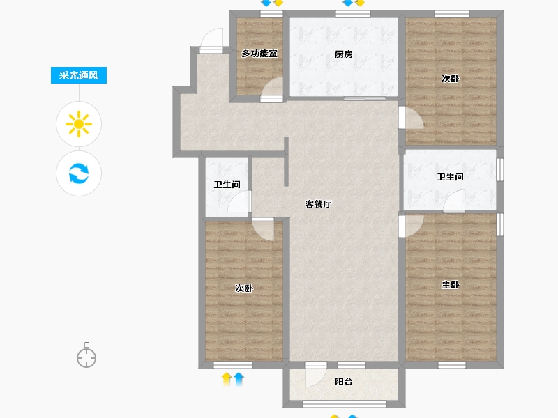 辽宁省-沈阳市-万科翡翠观澜-125.58-户型库-采光通风