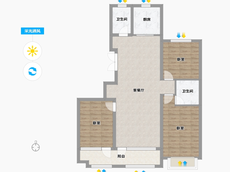 山东省-潍坊市-恒信凤栖桃源-95.47-户型库-采光通风