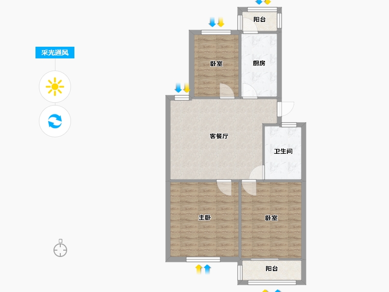 安徽省-合肥市-包河苑-82.00-户型库-采光通风