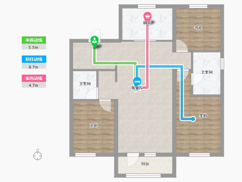 辽宁省-沈阳市-万科翡翠观澜-87.55-户型库-动静线