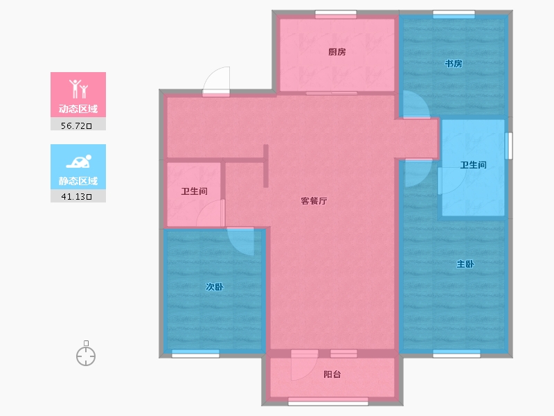 辽宁省-沈阳市-万科翡翠观澜-87.55-户型库-动静分区