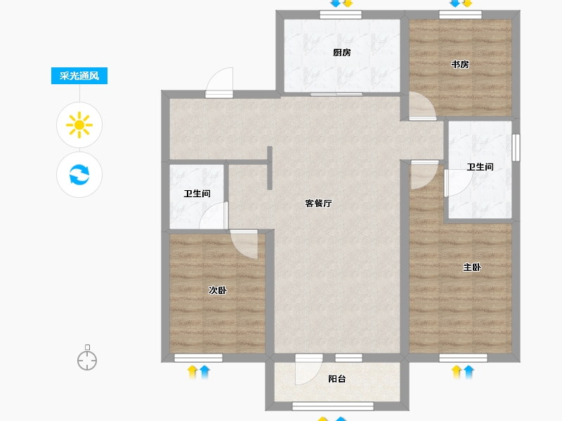 辽宁省-沈阳市-万科翡翠观澜-87.55-户型库-采光通风