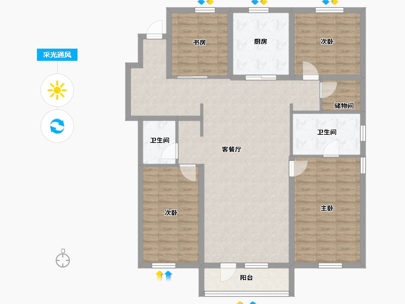 辽宁省-沈阳市-万科翡翠观澜-127.84-户型库-采光通风