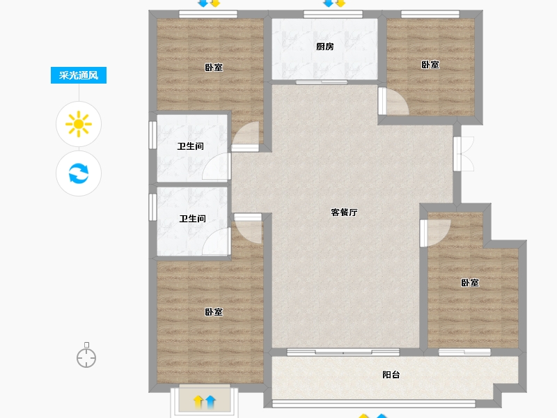 山东省-潍坊市-恒信凤栖桃源-109.60-户型库-采光通风