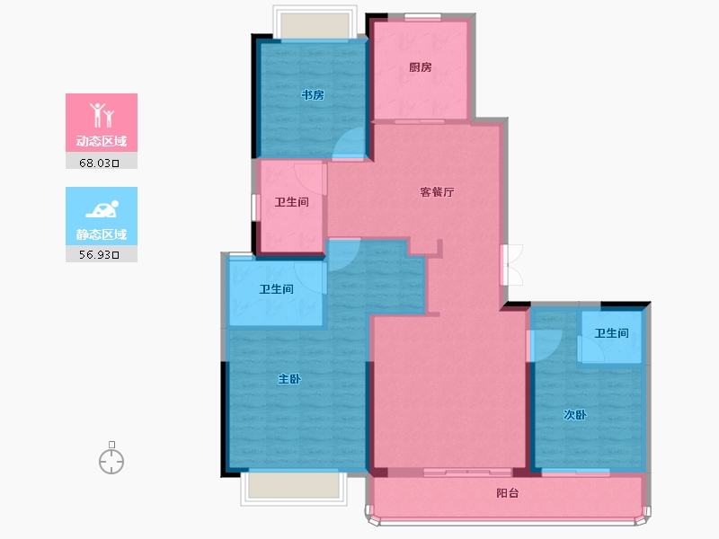 湖北省-武汉市-武汉城建光彩国际-112.76-户型库-动静分区