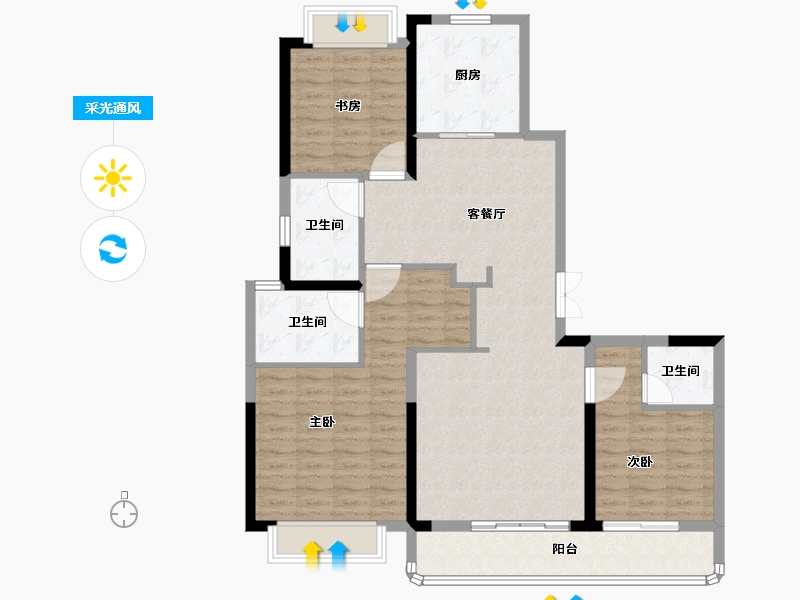 湖北省-武汉市-武汉城建光彩国际-112.76-户型库-采光通风