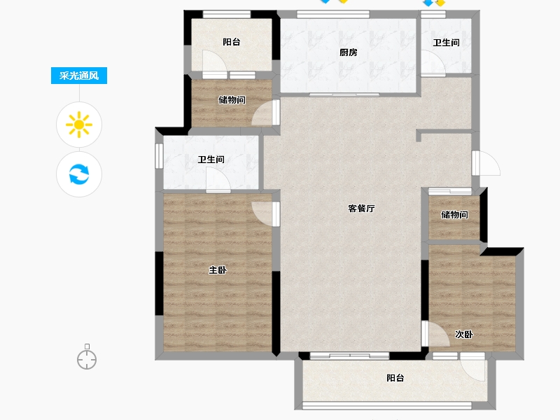 辽宁省-沈阳市-万科府前壹号-107.84-户型库-采光通风