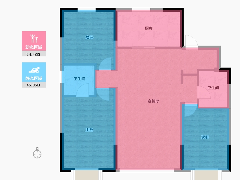 辽宁省-沈阳市-建荣皇家海岸-89.83-户型库-动静分区