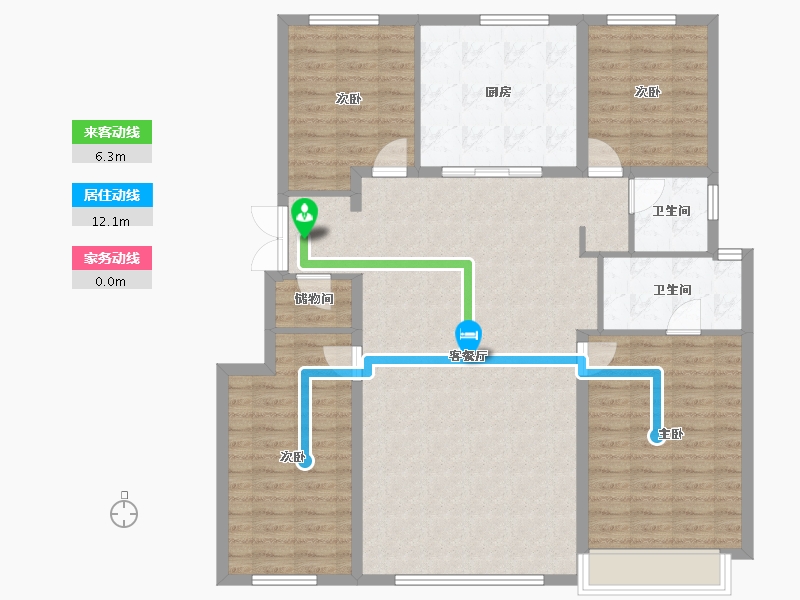 辽宁省-沈阳市-方林龙湖·云河砚-126.88-户型库-动静线