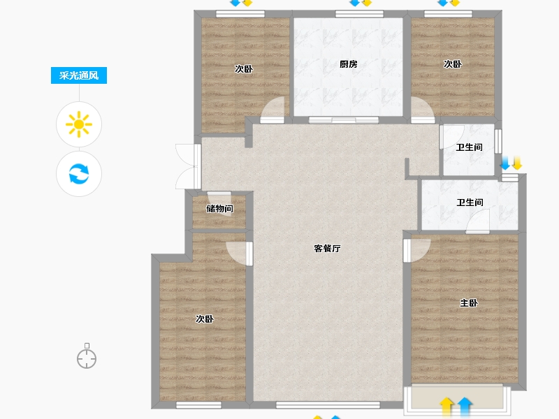 辽宁省-沈阳市-方林龙湖·云河砚-126.88-户型库-采光通风