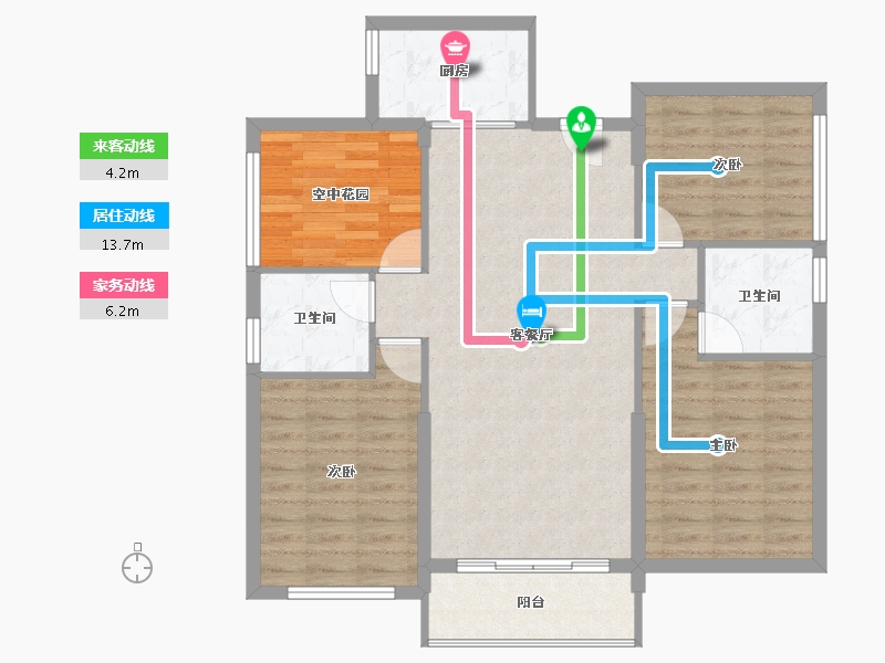 广东省-东莞市-碧桂园玫瑰臻园-94.77-户型库-动静线