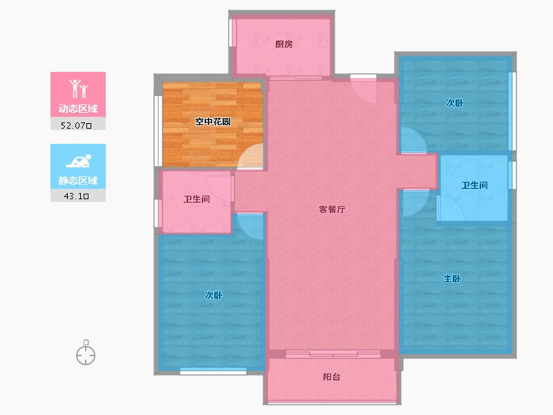 广东省-东莞市-碧桂园玫瑰臻园-94.77-户型库-动静分区