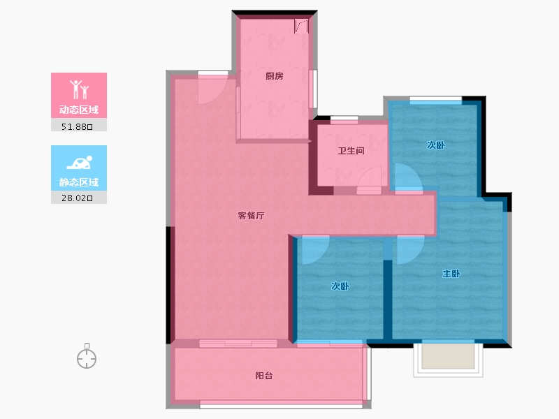 江苏省-无锡市-彰泰融创春岸雅筑-71.19-户型库-动静分区