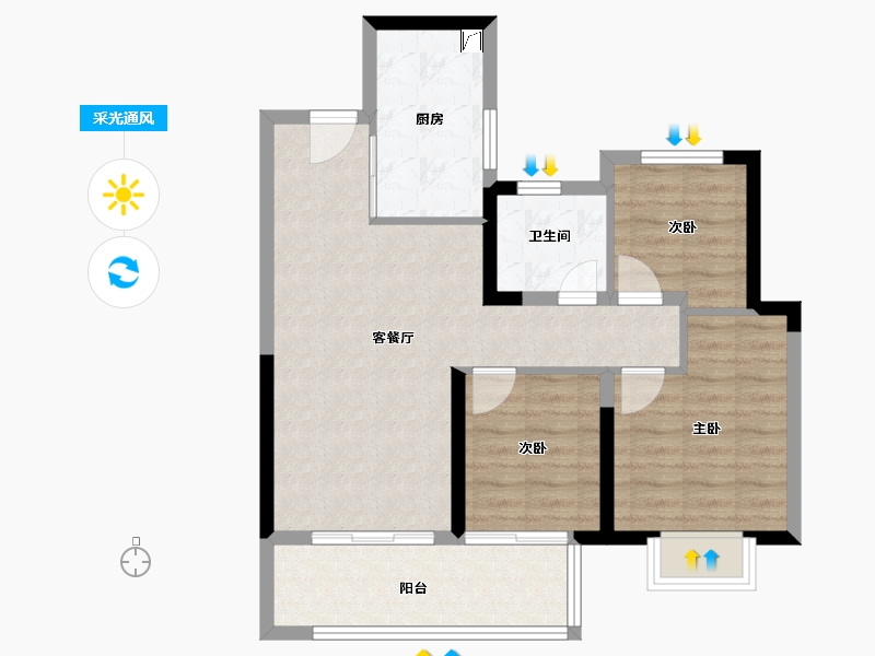 江苏省-无锡市-彰泰融创春岸雅筑-71.19-户型库-采光通风