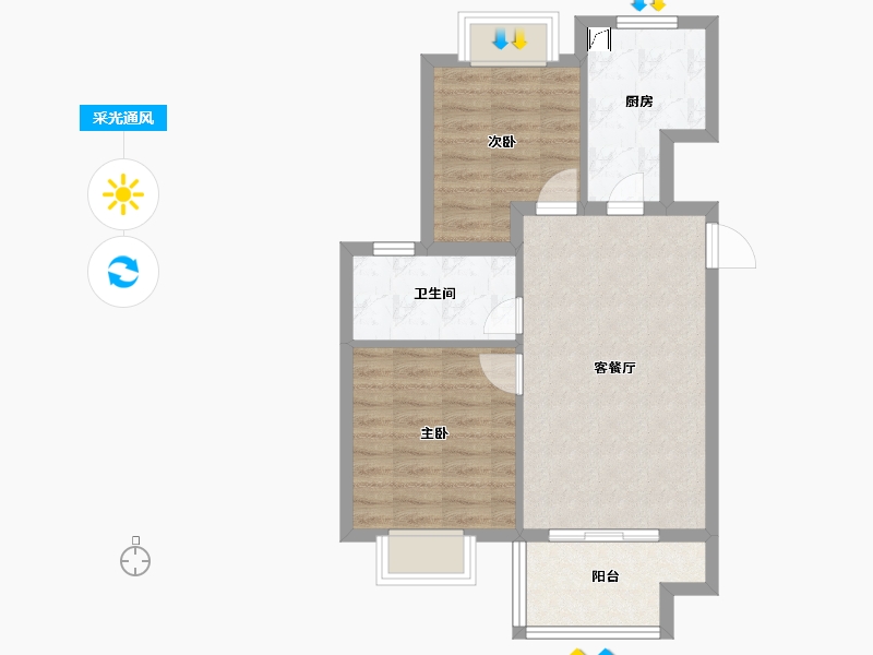 江苏省-无锡市-蠡湖国际小镇-60.80-户型库-采光通风