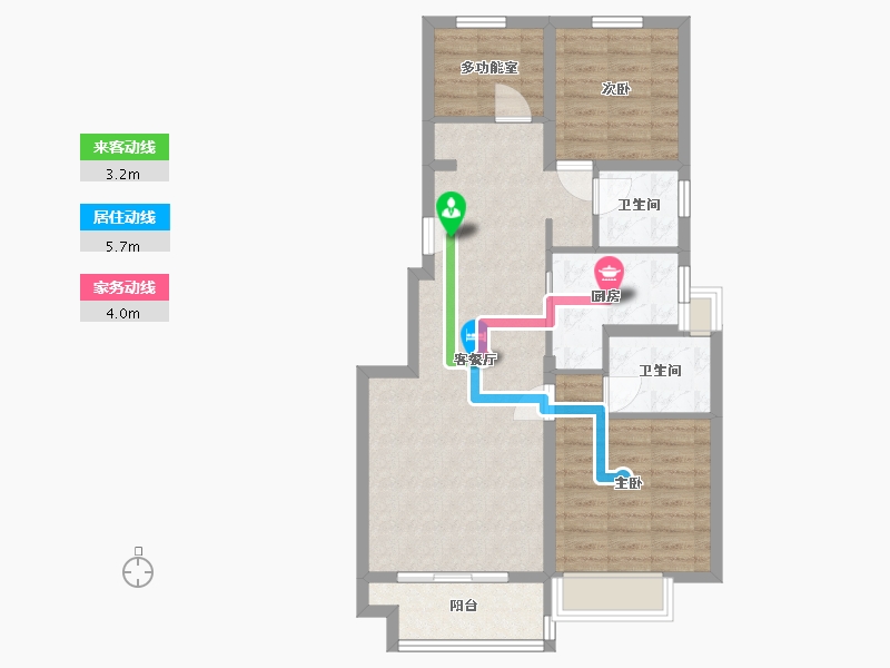 浙江省-金华市-新鸿广场-76.00-户型库-动静线