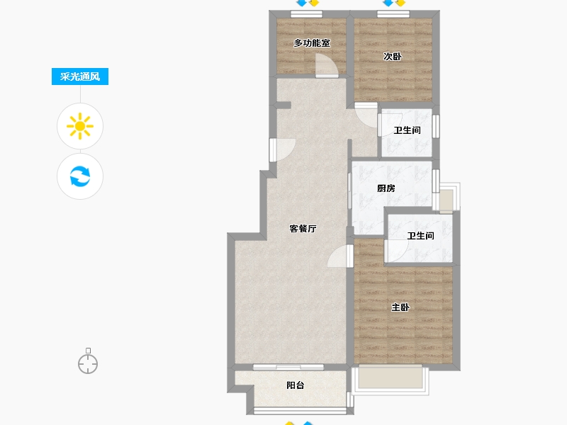 浙江省-金华市-新鸿广场-76.00-户型库-采光通风