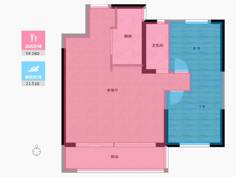 陕西省-咸阳市-绿地新都会-69.80-户型库-动静分区