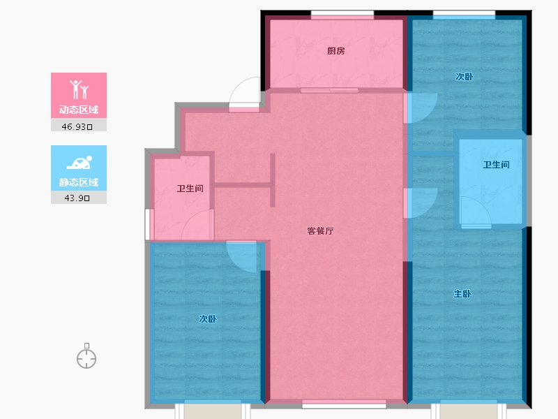 辽宁省-沈阳市-建荣皇家海岸-81.34-户型库-动静分区