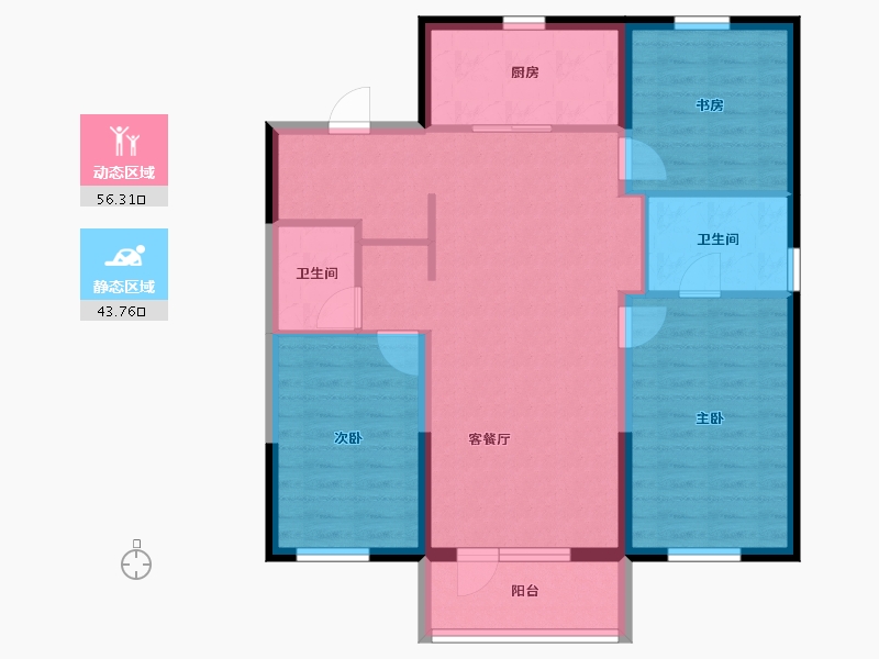 辽宁省-沈阳市-万科府前壹号-89.97-户型库-动静分区