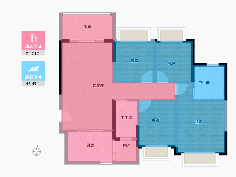 广东省-佛山市-恒大滨江华府-92.00-户型库-动静分区