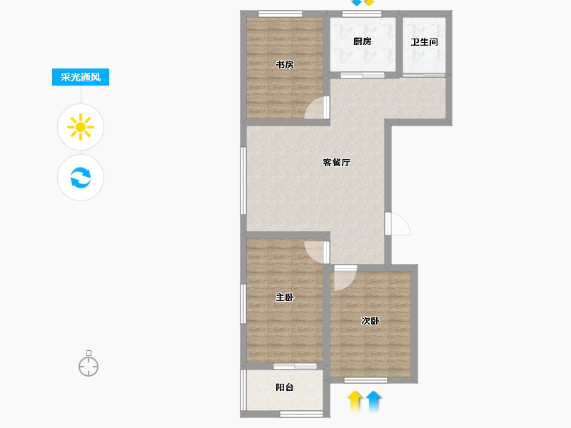 山东省-潍坊市-华安·东方名郡-89.60-户型库-采光通风