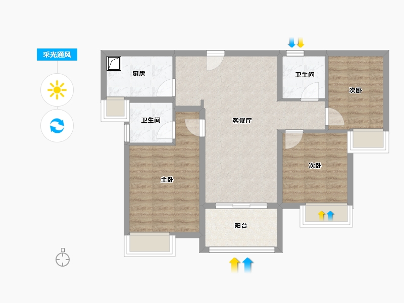 福建省-厦门市-中交国贸鹭原-76.00-户型库-采光通风