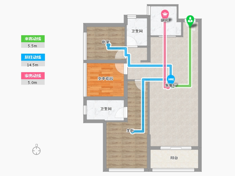 广东省-东莞市-碧桂园玫瑰臻园-76.86-户型库-动静线