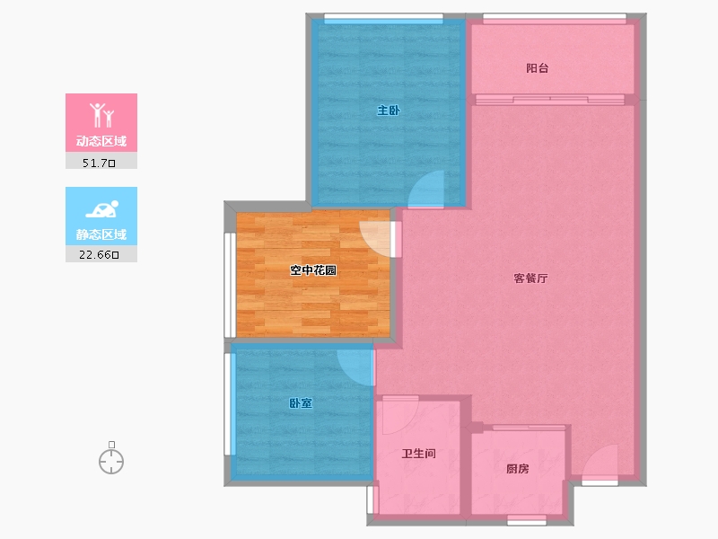 广东省-东莞市-碧桂园玫瑰臻园-76.67-户型库-动静分区