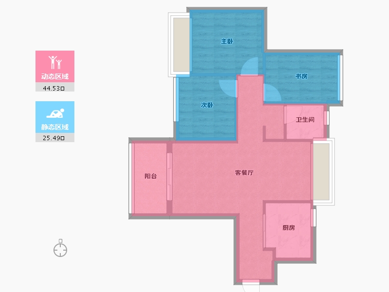 广东省-东莞市-卓越华堂卓著天城·辰光-62.42-户型库-动静分区