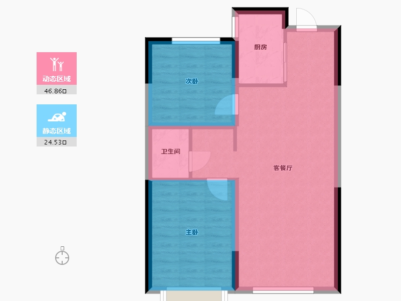 辽宁省-沈阳市-建荣皇家海岸-64.30-户型库-动静分区