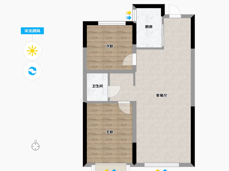 辽宁省-沈阳市-建荣皇家海岸-64.30-户型库-采光通风