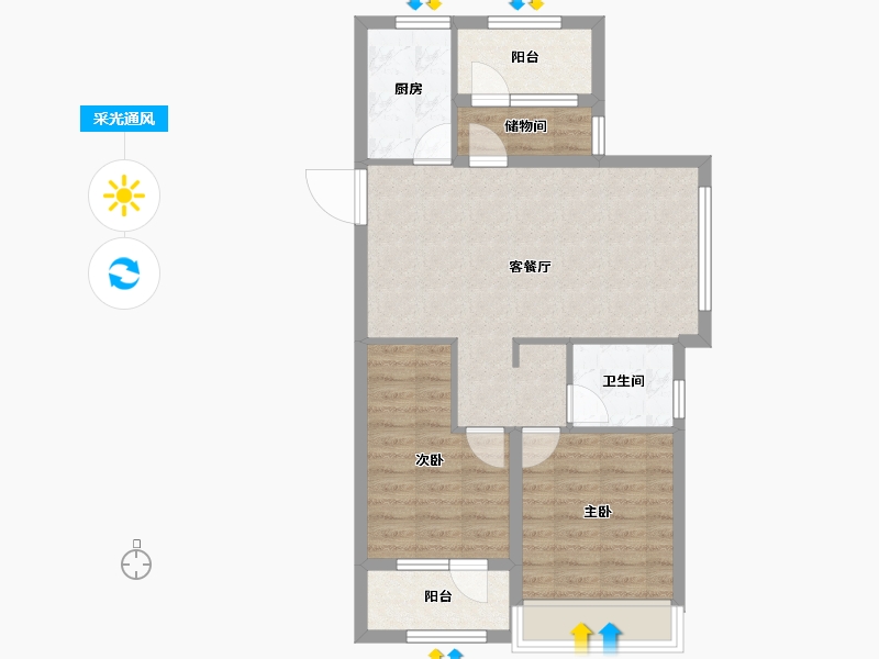 山东省-烟台市-天泰学府壹号-70.57-户型库-采光通风