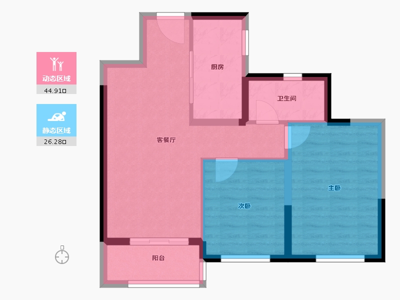 陕西省-咸阳市-绿地新都会-63.72-户型库-动静分区