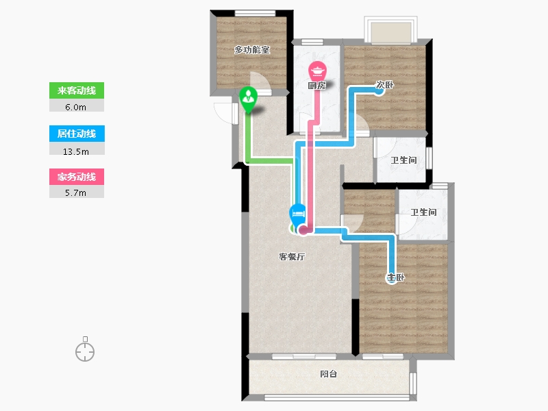 湖北省-武汉市-中粮祥云地铁小镇-90.40-户型库-动静线