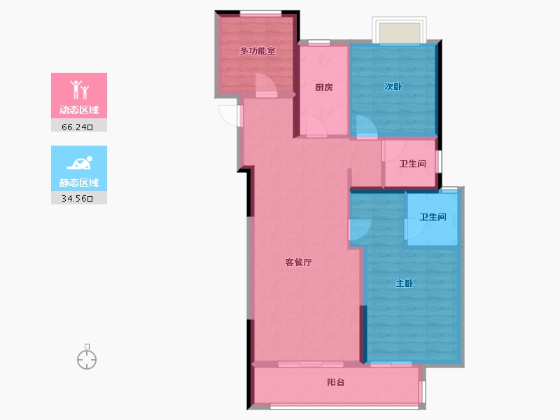 湖北省-武汉市-中粮祥云地铁小镇-90.40-户型库-动静分区