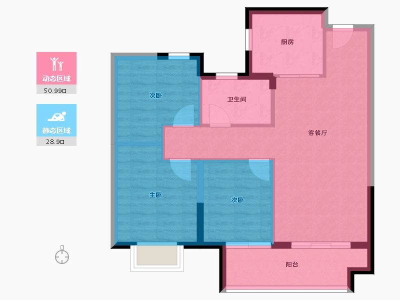 湖北省-武汉市-龙湖楚世家景粼天序-72.00-户型库-动静分区