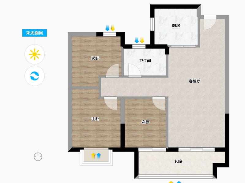 湖北省-武汉市-龙湖楚世家景粼天序-72.00-户型库-采光通风