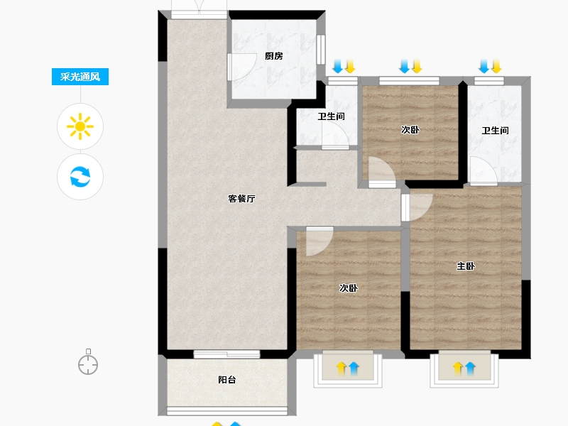 湖北省-武汉市-中国城乡香樾洲-86.40-户型库-采光通风