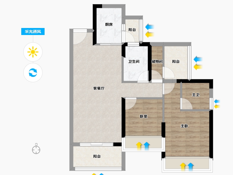 广东省-佛山市-信业悦容台-68.81-户型库-采光通风