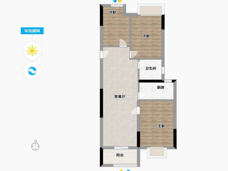 浙江省-宁波市-崇文花园-70.00-户型库-采光通风