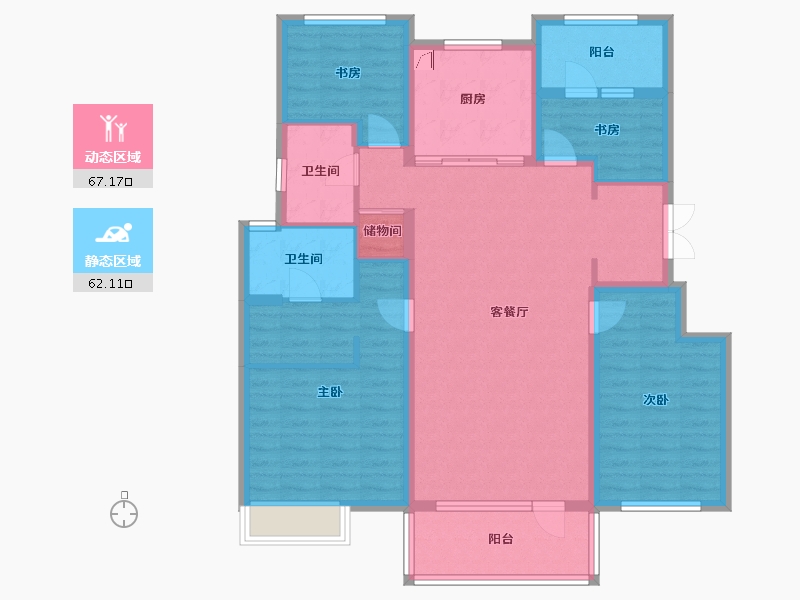 辽宁省-沈阳市-华润置地昭华里-115.26-户型库-动静分区