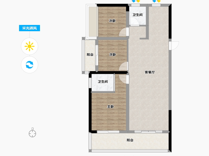 湖北省-孝感市-民邦壹号院-83.00-户型库-采光通风