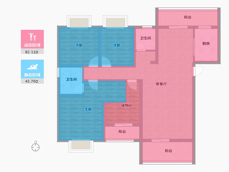 湖南省-长沙市-旭辉·汇樾城-110.86-户型库-动静分区