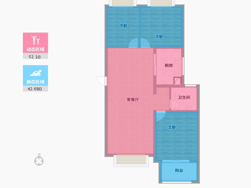 上海-上海市-东外滩·爱国里-85.26-户型库-动静分区