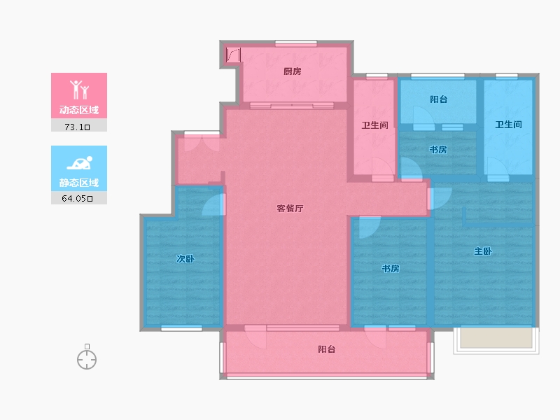 辽宁省-沈阳市-华润置地昭华里-121.61-户型库-动静分区