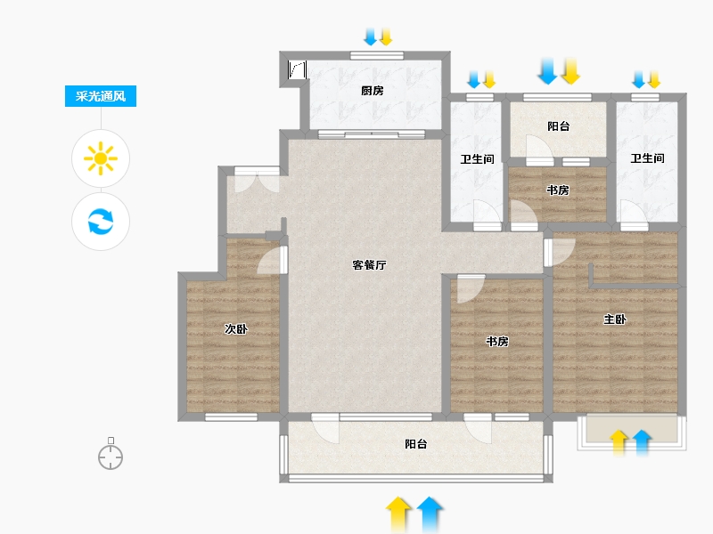 辽宁省-沈阳市-华润置地昭华里-121.61-户型库-采光通风