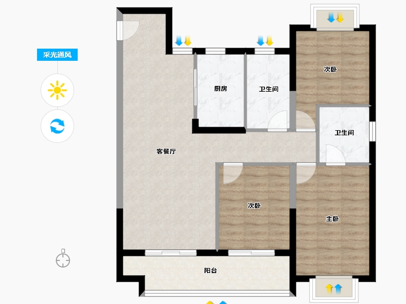 湖北省-武汉市-龙湖楚世家景粼天序-92.01-户型库-采光通风