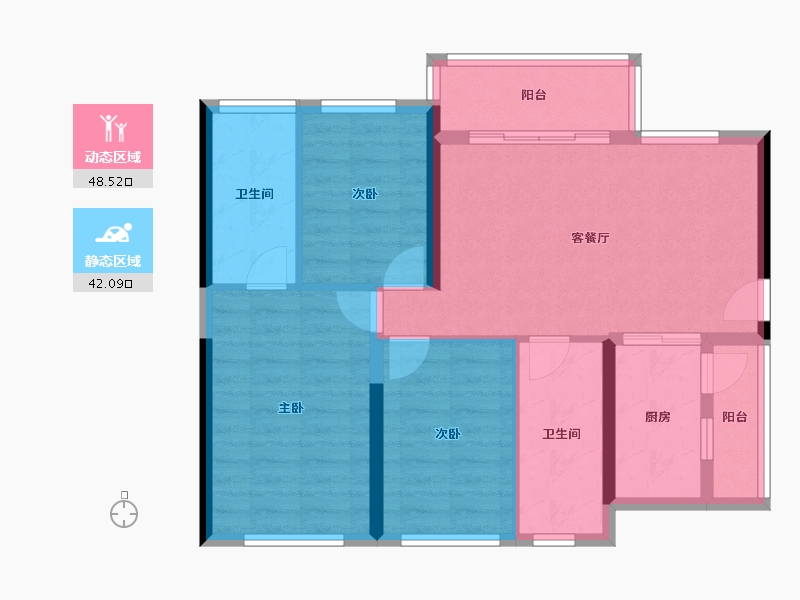 贵州省-贵阳市-碧桂园印象花溪-81.01-户型库-动静分区