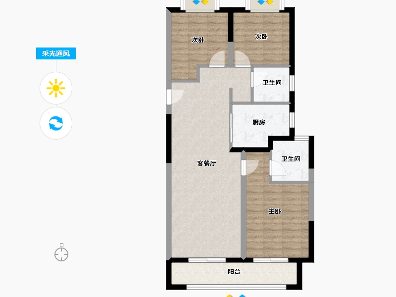 湖北省-武汉市-龙湖楚世家景粼天序-85.01-户型库-采光通风